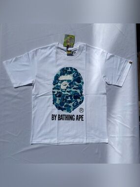 Bape “A Bathing Ape” ABC Light Blue Aqua Camo Ape Logo Tee